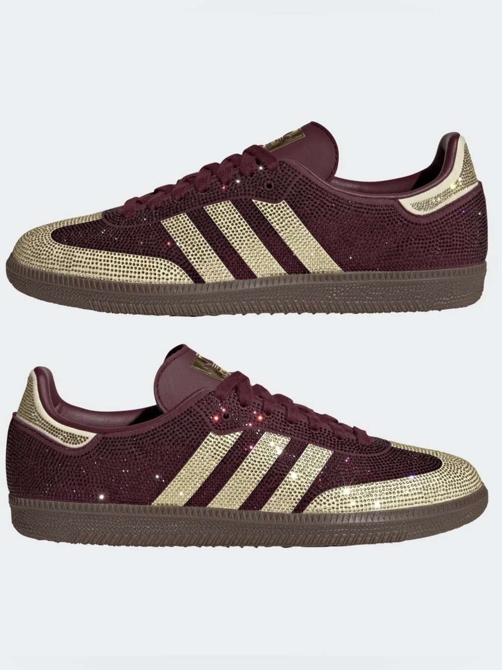 ✨🍷 ADIDAS SAMBA MAROON GOLD RHINESTONE  🍷✨